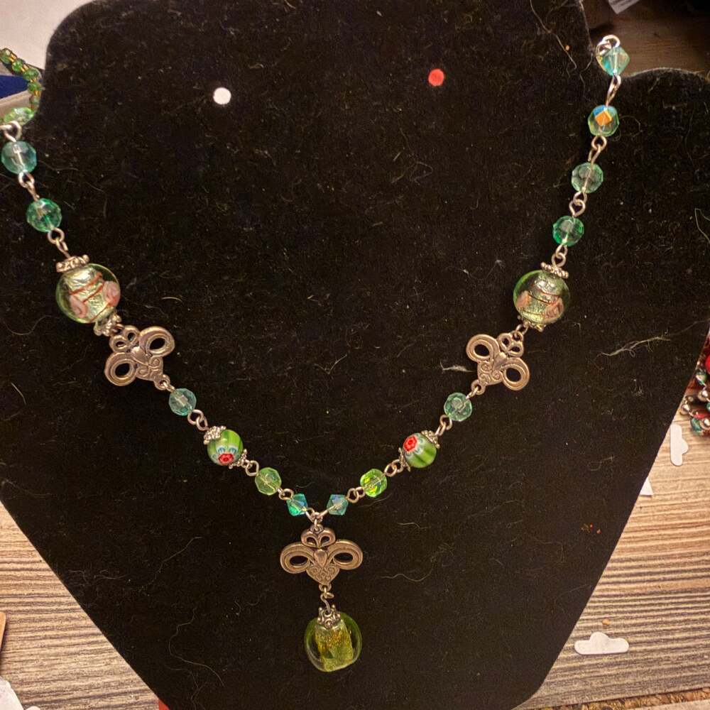 Anastasia Green & AB Crystals Silver Tone Victorian Style Necklace
